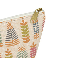 Stamped Leaves Accessory Pouch w T-bottom in Orange